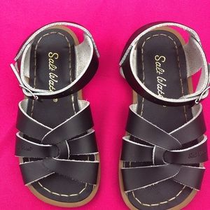 Salt water black sandals.  Toddler size 9